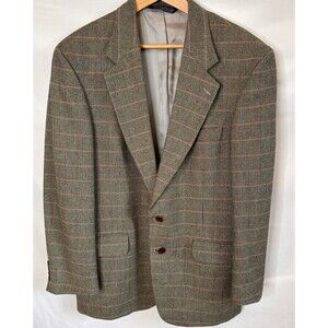 Vintage Lands End Wool Blazer 42 plaid Troller Loden Austria Fabric Made in USA